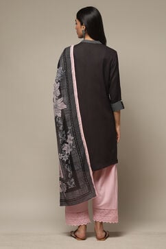 Black Rayon Straight Kurta Salwar Suit Set image number 2
