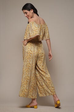 Yellow LIVA Printed Jumpsuit image number 2