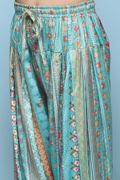Turquoise Viscose Straight Printed Kurta Salwar Suit Set image number 2