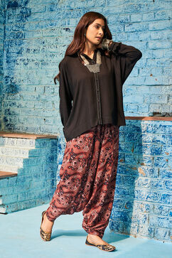 Black Rayon Asymmetric Kurta Set image number 6