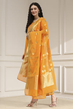 Orange Solid Straight Suit Set image number 3