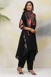 Black Cotton Silk Asymmetric Kurta Dhoti Salwar Suit Set image number 6
