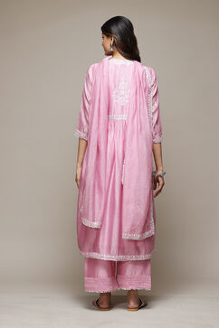 Light Mauve Cotton Blend Straight Kurta Palazzo Suit Set image number 5