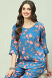 Blue Printed Straight Kurta Palazzo Suit Set image number 2