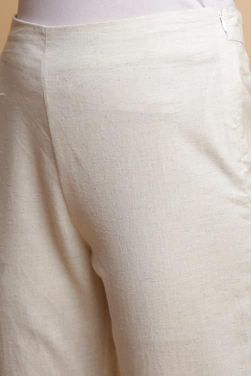 Green Cotton Blend Straight Kurta Slim Pant Suit Set image number 2