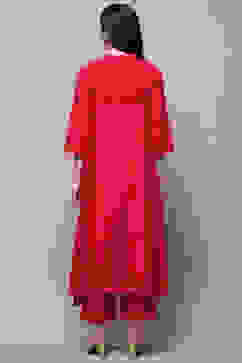 Pink Cotton Asymmetric Suit Set image number 5