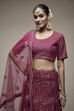 Wine Viscose Lehenga Set image number 6