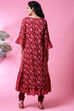 Maroon Cotton Double Layered Kurta Churidar Suit Set image number 9