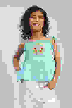 Sky Blue Cotton A-Line Top image number 5