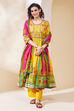 Yellow Cotton Anarkali Suit Set image number 6