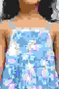 Blue Cotton Printed Tiered Suit Set image number 1