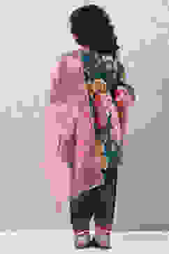 Teal Art Silk Flared Kurta Salwar Suit Set image number 4