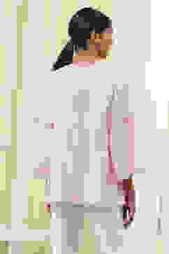 Pink Cotton Striped Straight Short Kurta image number 3