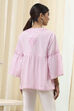 Blue Cotton Striped Straight Short Kurta image number 3