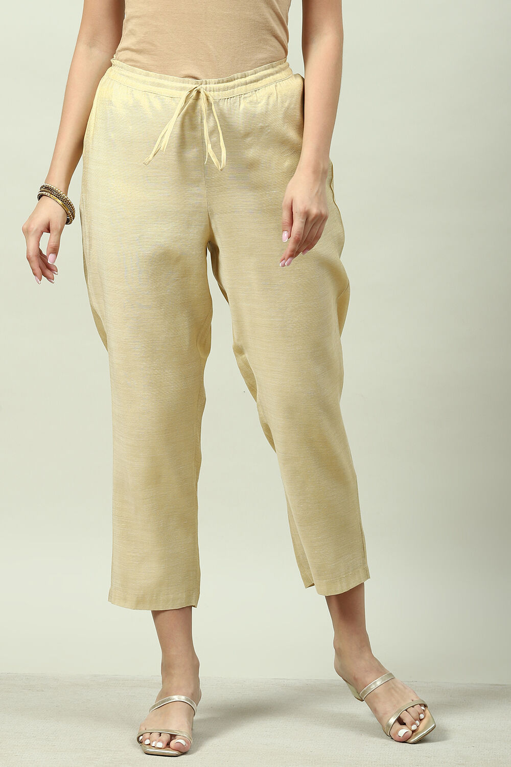 Beige Cotton Pants image number 3