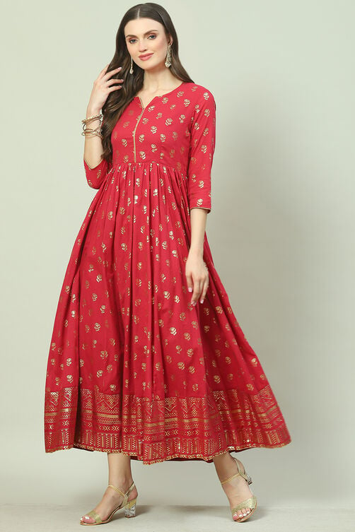 Cherry Red Cotton Dress image number 0