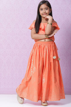 Orange Viscose Lehenga Set image number 0