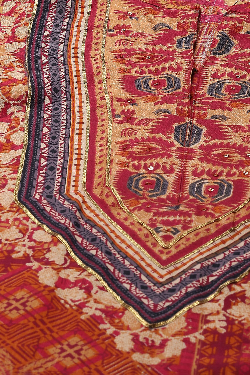 Red Printed Straight Kurta image number 1