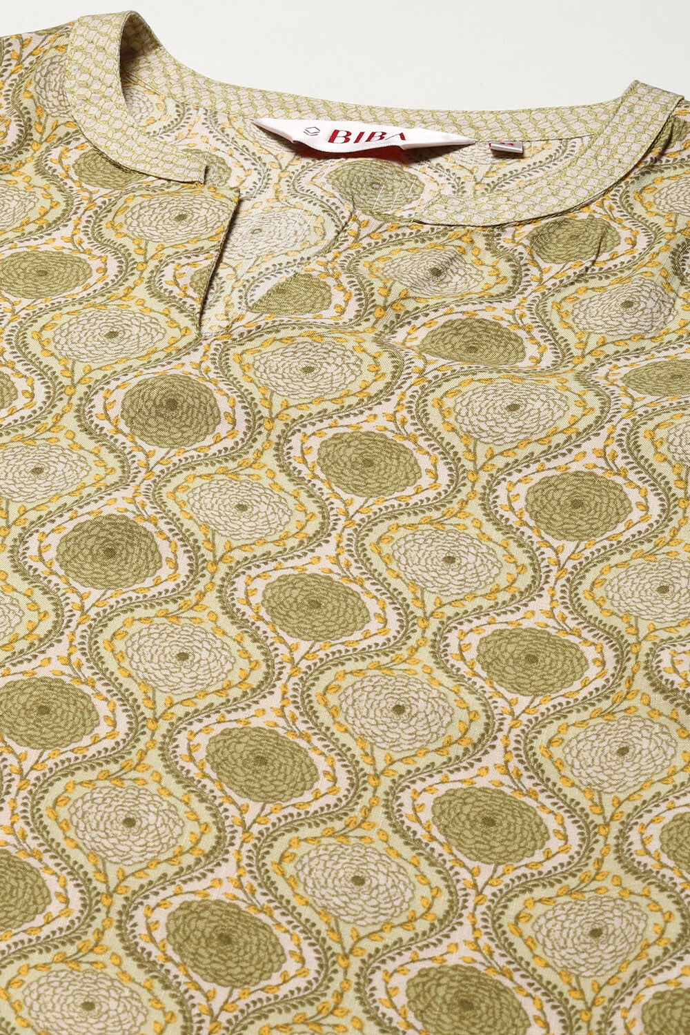 Green Rayon Straight Printed Kurta image number 1