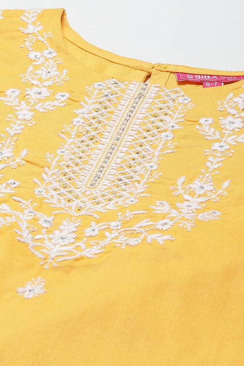 Yellow Cotton Straight Kurta Sharara Suit Set image number 1