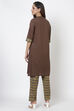 Navy Cotton A-Line Kurta Pant Suit Set image number 4