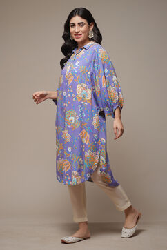 Purple Rayon Straight Printed Kurta image number 3