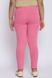 Bubblegum Pink Cotton Lycra Solid Leggings image number 4