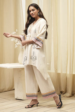 Off-White Cotton Asymmetric Co-ord Set image number 3