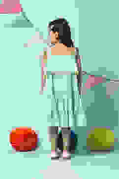 Sea Green Cotton Tiered Dress image number 4