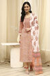 Green Cotton Screen Print Unstitched Suit Set image number 7