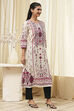Off-White and Blue Cotton Straight Kurta image number 4