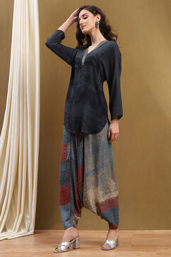 Indigo Printed Straight Short Kurta Set image number 0