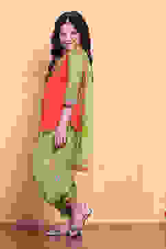 Pink and Green Pure Cotton Printed Straight Suit Set image number 3