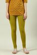 Camel Cotton Blend Solid Churidar image number 3
