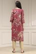 Onion Pink Cotton Printed Straight Kurta image number 3