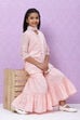 Pastel Pink Art Silk Girls Straight Kurta Sharara Suit Set image number 5