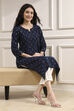Indigo Blue Cotton Ikat Straight Kurta image number 0