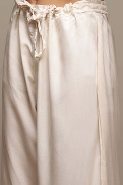 Beige Cotton Blend Straight Kurta Palazzo Suit Set image number 2