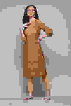 Gold Poly Viscose Straight Printed Kurta image number 0