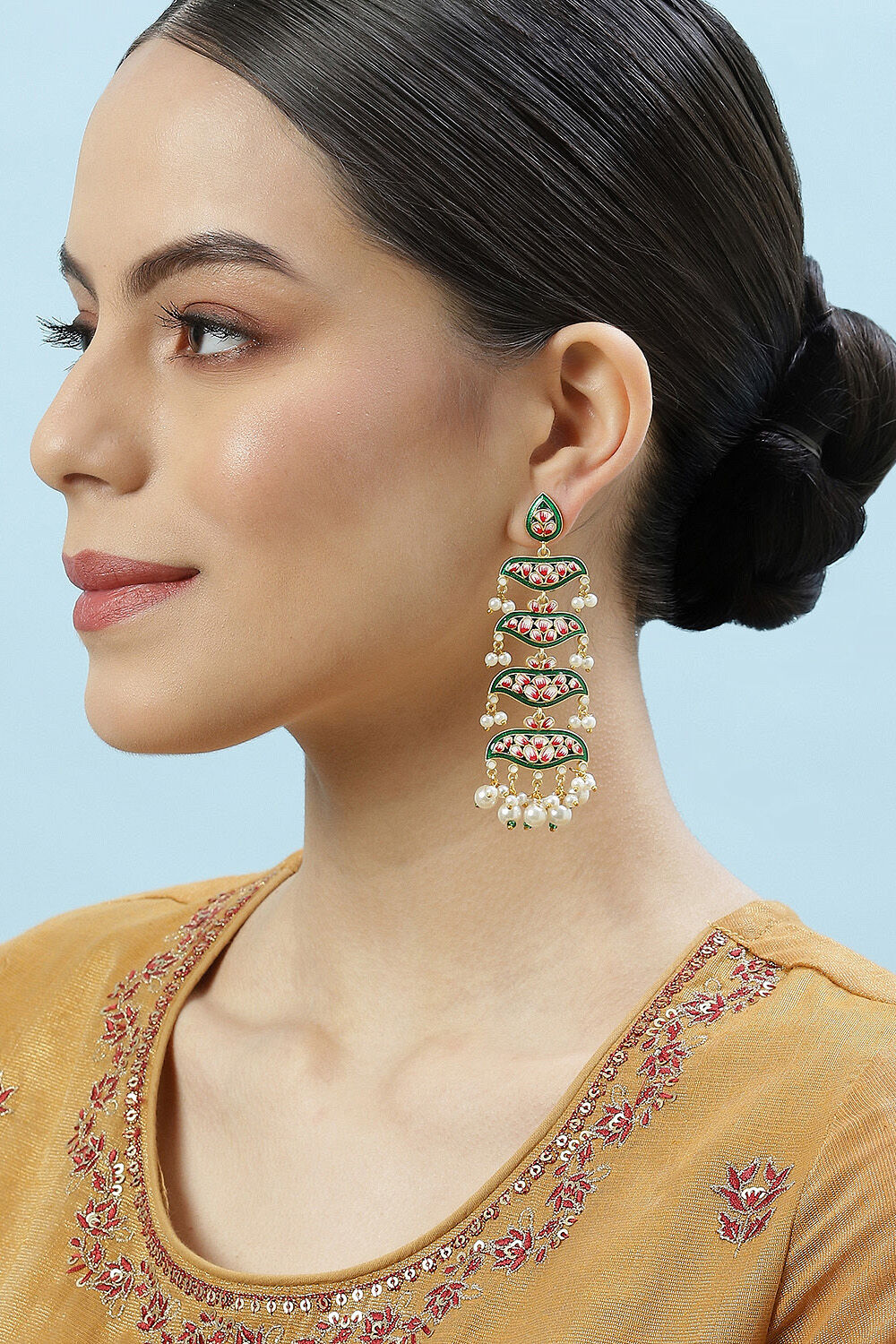 Green Brass Earrings image number 3