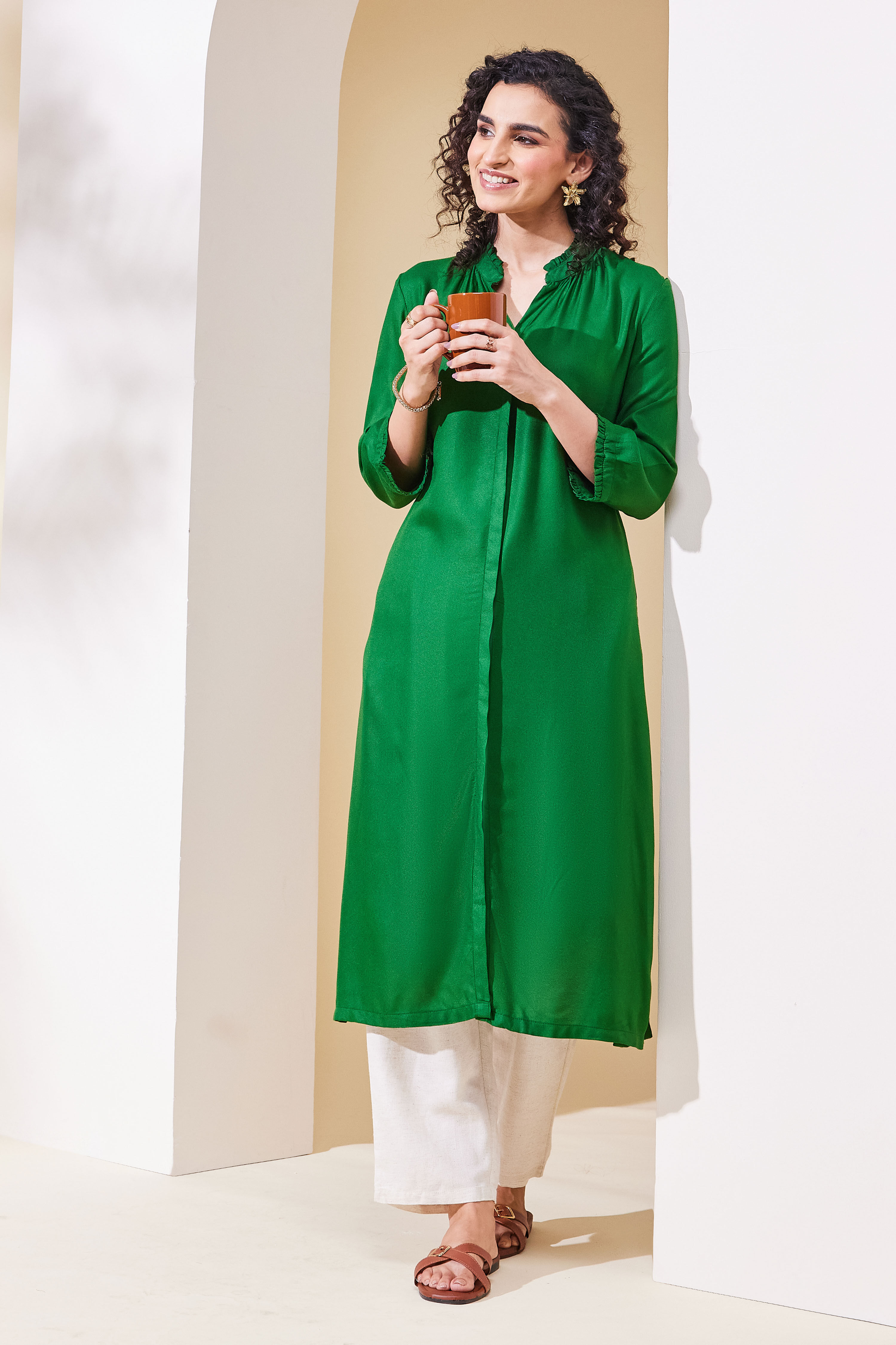 Blue Viscose Rayon Straight Kurta image number 0