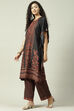 Black Art Silk Kaftan Kurta Palazzo Suit Set image number 3