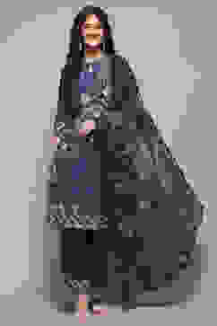 Indigo Rayon Straight Suit Set image number 7