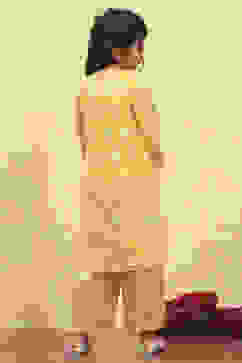 Yellow Viscose Embroidered STRAIGHT 3 Piece Set image number 4