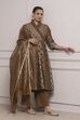 Brown Cotton Anarkali Yarndyed Suit Set