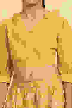 Yellow Polyester Blend Flared Lehenga Set image number 1