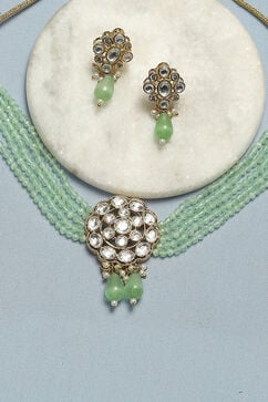 Mint Green Brass Necklace Set image number 4