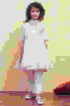 White Yarn Dyed Angrakha Anarkali Suit Set image number 6