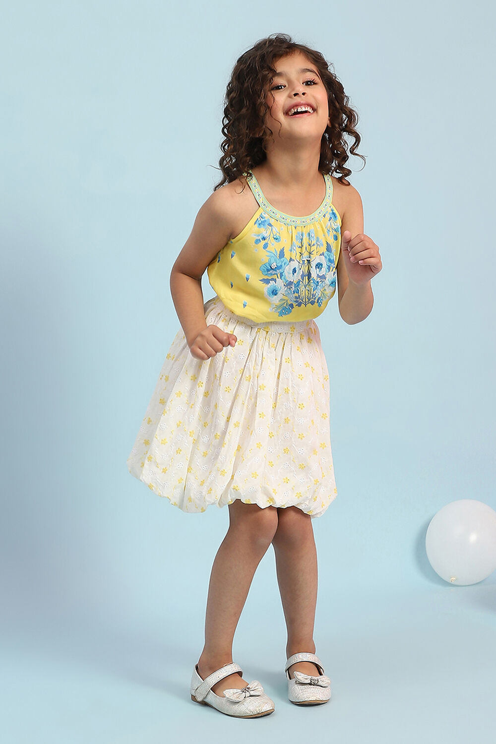 White Cotton Schiffli Skirt image number 0