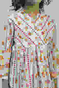 Sky Blue Cotton Floral Gathered Suit Set image number 1